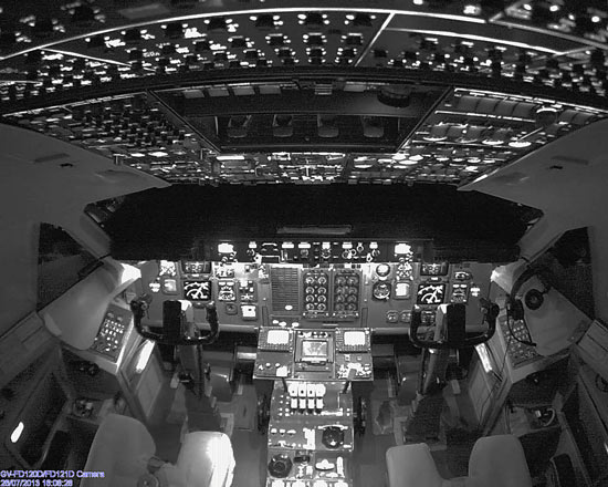 IP HD camera in Very Dark Cockpit of aeroplane